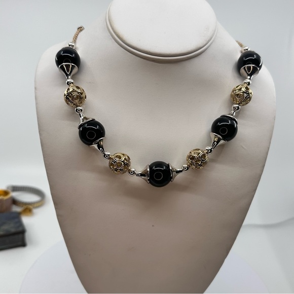 RLM Studio Elegance 20” Sterling Silver & 18k Gold-Plated Lace Bead Necklace - Picture 8 of 12